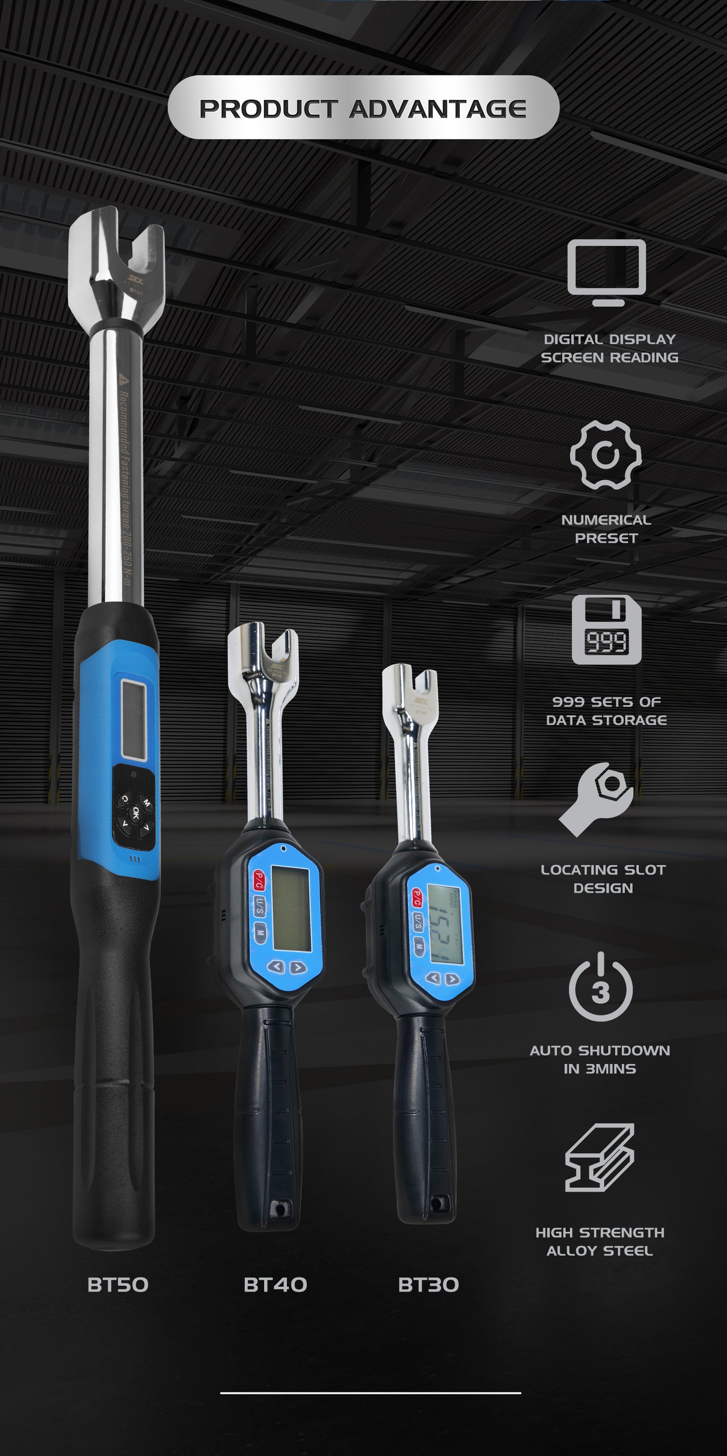 SFX BT30 BT40 BT50 Digital Torque Pull Stud Wrenches