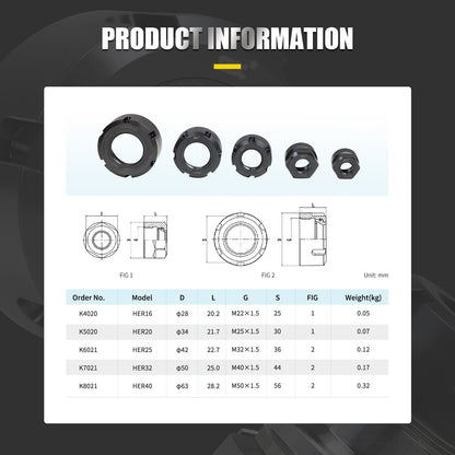 SFX Friction Bearing Nut High Precision HER Nuts for CNC Machine Nuts-5pcs Set