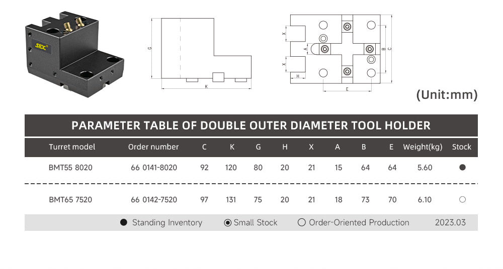 SFX BMT55 BMT65 Double OD Static Tool Blocks For CNC Lathes