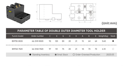 SFX BMT55 BMT65 Double OD Static Tool Blocks For CNC Lathes