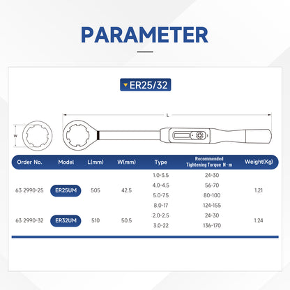 Digital Torque Wrenches for Remove and Install ER16 ER20 ER25 ER32 Collet Nut