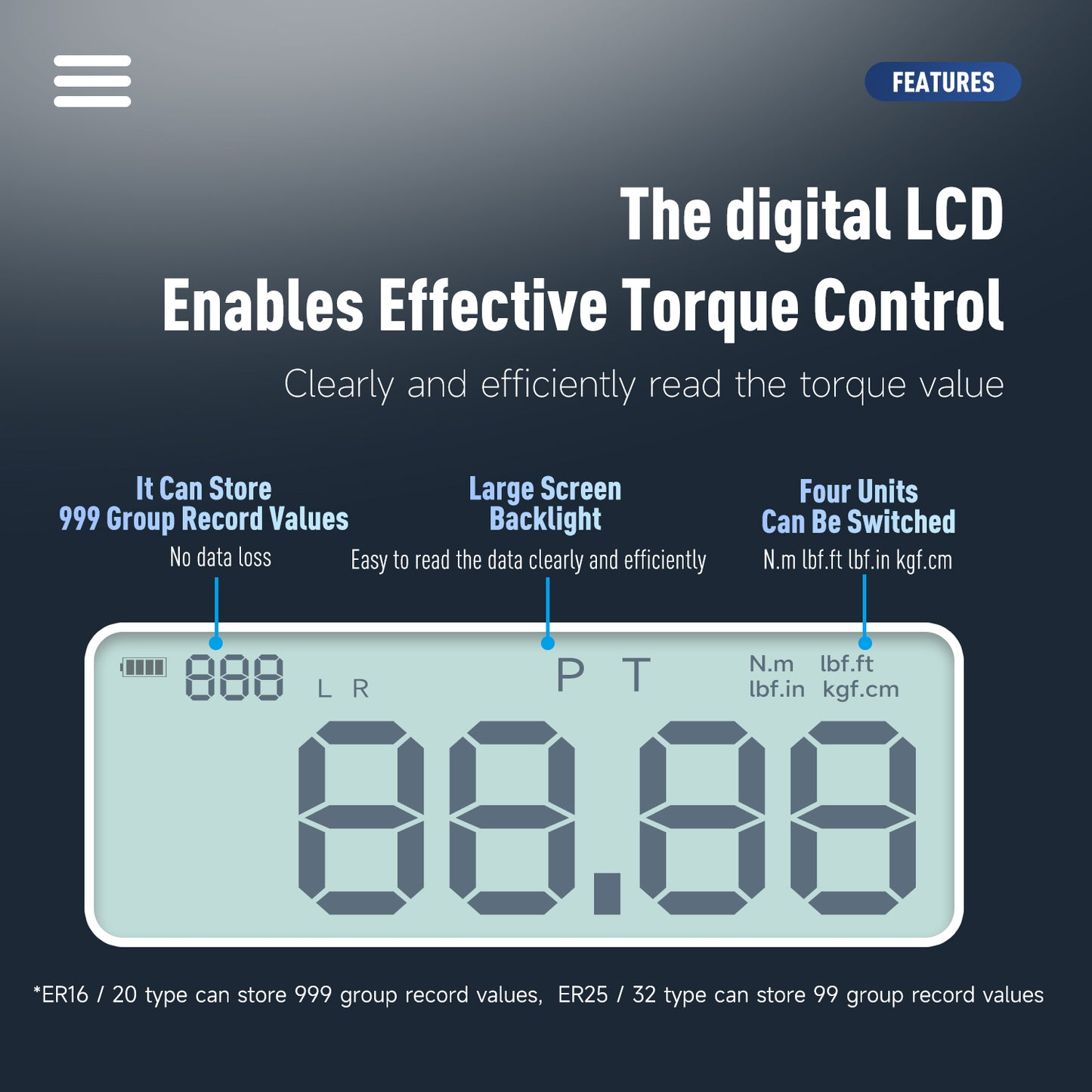 Digital Torque Wrenches for Remove and Install ER16 ER20 ER25 ER32 Collet Nut