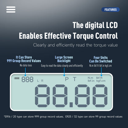 Digital Torque Wrenches for Remove and Install ER16 ER20 ER25 ER32 Collet Nut